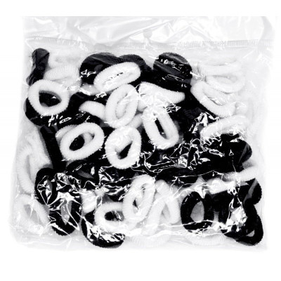 Дитяча резинка для волосся 0307-1128 мікрофібра чорно-білий набір 100 шт