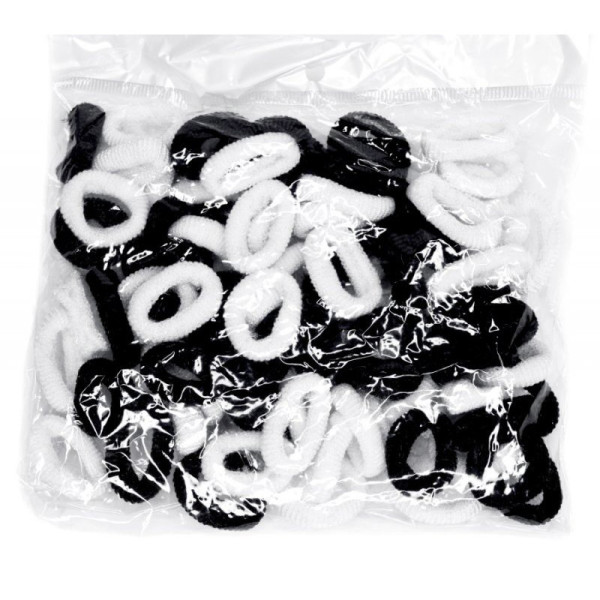 Дитяча резинка для волосся 0307-1128 мікрофібра чорно-білий набір 100 шт