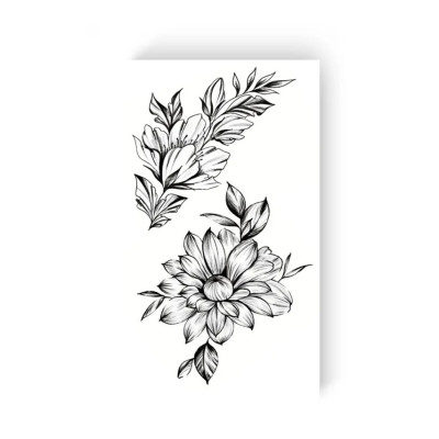Набір тимчасових татуювань "Квіти з гілочкою" L-25