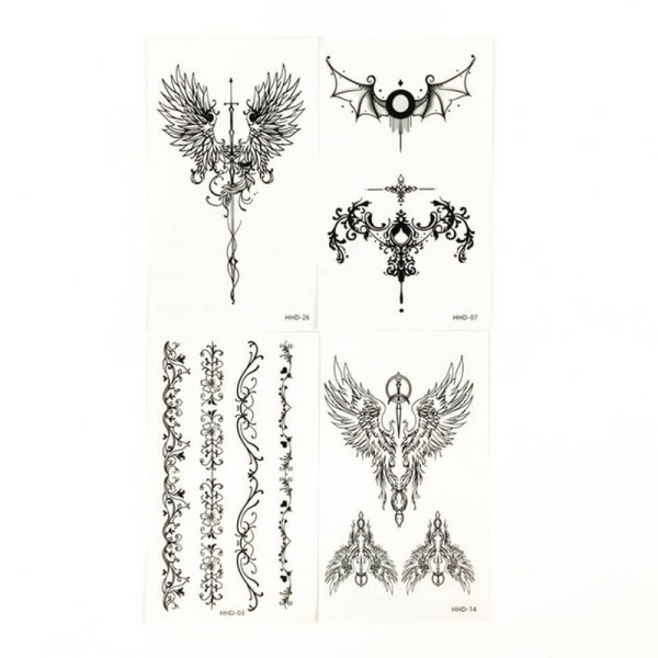 Набір тимчасових тату "Готика" black-tattoo-mini-set-gotic із 4 чорних по 95 х 55 см