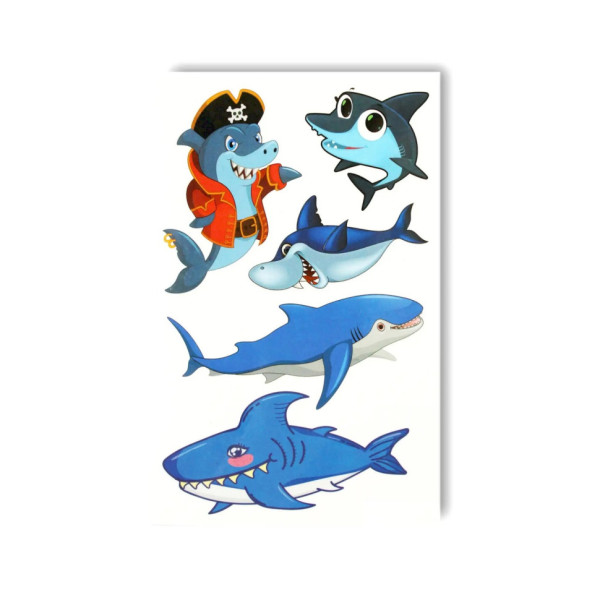 Набір тимчасових татуювань "Акули" WS-A002 5 картинок