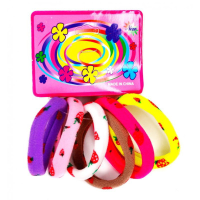 Дитяча резинка для волосся 0301-1127 мікрофібра з малюнком набір 6 шт