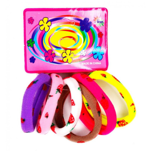 Дитяча резинка для волосся 0301-1127 мікрофібра з малюнком набір 6 шт