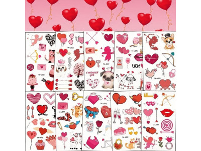 Набір тимчасових тату "Любов № 1" Love-tattoo-mini-set-1-10 12 х 7 см 10 шт