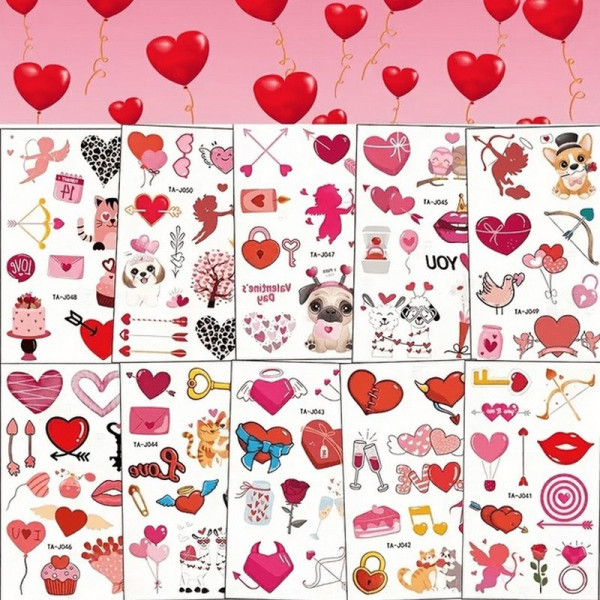 Набір тимчасових тату "Любов № 1" Love-tattoo-mini-set-1-10 12 х 7 см 10 шт