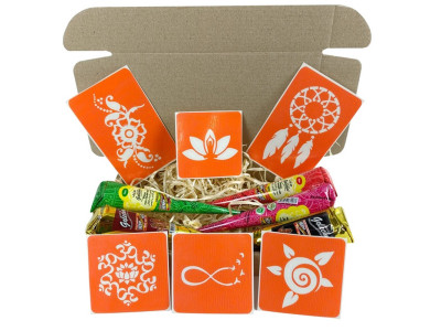 Набір кольорової хни з трафаретами для біо-тату №2 color-henna-set-02 Набір кольорової хни з трафаретами для біо-тату №2 color-henna-set-02