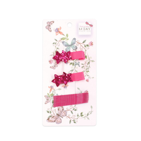 Затискач дитячий для волосся "Зірочка" T18543 червоні зірочки