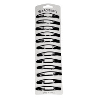 Затискач-хлопавка для волосся 1200-191 чорна 12 штук Затискач-хлопавка для волосся 1200-191 чорна 12 штук