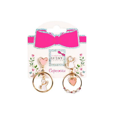 Дитячі сережки "Fashion Котики" T24633 рожеві