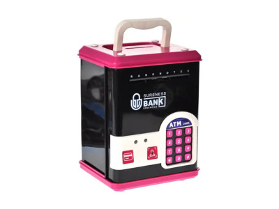 Дитяча скарбничка-сейф WF-3015H(Pink) музика світло пароль імітація відбитка Дитяча скарбничка-сейф WF-3015H(Pink) музика світло пароль імітація відбитка