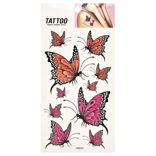Тимчасове татуювання "Помаранчеві та рожеві метелики Tattoo" 1020-HM254