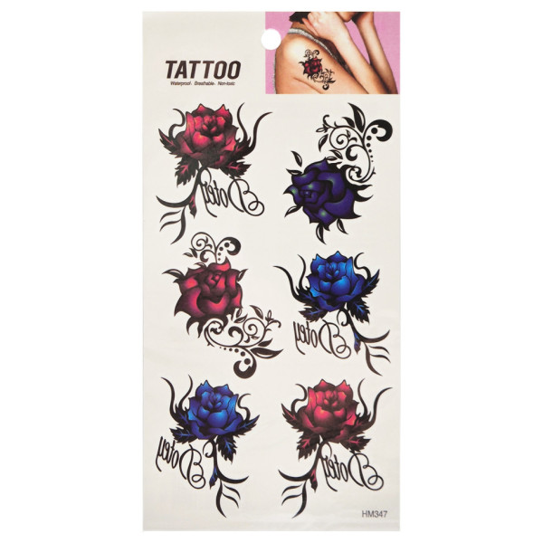 Тимчасове татуювання "Кольорові троянди Tattoo" 1020-HM347 Тимчасове татуювання "Кольорові троянди Tattoo" 1020-HM347
