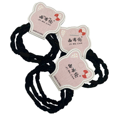 Дитяча резинка для волосся 0301-718 чорний з блиском набір 60 шт