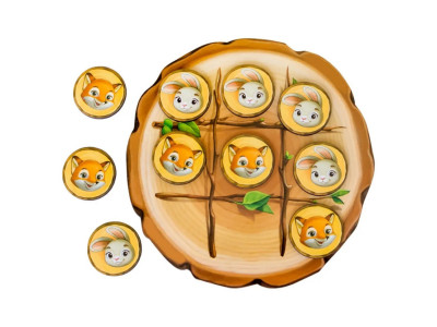 Деревяна настільна гра "Хрестики-нулики" Ubumblebees (ПСД158) PSD158 зайчик і лисичка