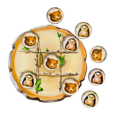 Дерев'яна настільна гра "Хрестики-нулики" Ubumblebees (ПСД159) PSD159 їжачок та ведмідь