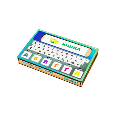 Дерев'яна іграшка-сортер "Абетка комп'ютер" Puz-73913, 32 карточки Дерев'яна іграшка-сортер "Абетка комп'ютер" Puz-73913, 32 карточки