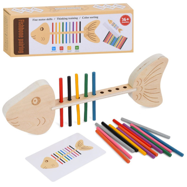 Деревяна іграшка сортер "Риба" MD 0746 кольорові палички