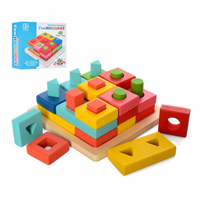 Деревяна іграшка Геометрика MD 2345 сортер-вкладиш
