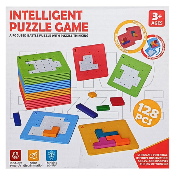 Дитяча дерев'яна логіка-вкладиш ME-165, 128 елементів Дитяча дерев'яна логіка-вкладиш ME-165, 128 елементів