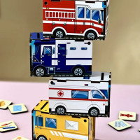 Деревяна настільна гра "Службовий транспорт" Ubumblebees (ПСФ027) PSF027 сортер-комодик