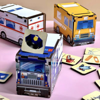 Деревяна настільна гра "Службовий транспорт" Ubumblebees (ПСФ027) PSF027 сортер-комодик