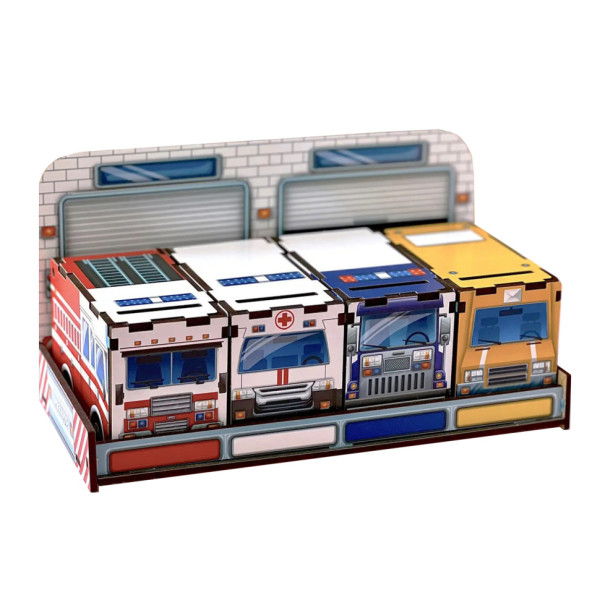 Деревяна настільна гра "Службовий транспорт" Ubumblebees (ПСФ027) PSF027 сортер-комодик