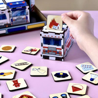 Деревяна настільна гра "Службовий транспорт" Ubumblebees (ПСФ027) PSF027 сортер-комодик