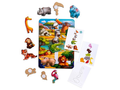 Дерев'яна настільна гра "Повтори за схемою - Африка" Ubumblebees (ПСД178) PSD178 на липучках