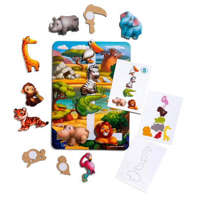 Дерев'яна настільна гра "Повтори за схемою - Африка" Ubumblebees (ПСД178) PSD178 на липучках Дерев'яна настільна гра "Повтори за схемою - Африка" Ubumblebees (ПСД178) PSD178 на липучках