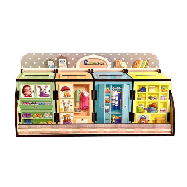 Дерев'яна настільна гра "Шафи з одягом" Ubumblebees (ПСД061) PSD061 сортер-комодик Дерев'яна настільна гра "Шафи з одягом" Ubumblebees (ПСД061) PSD061 сортер-комодик