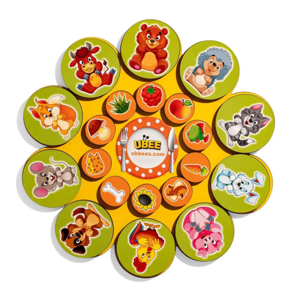 Дерев'яний дитячий сортер "Хто що їсть" (ПСД276) PSD276 на липучках Дерев'яний дитячий сортер "Хто що їсть" (ПСД276) PSD276 на липучках