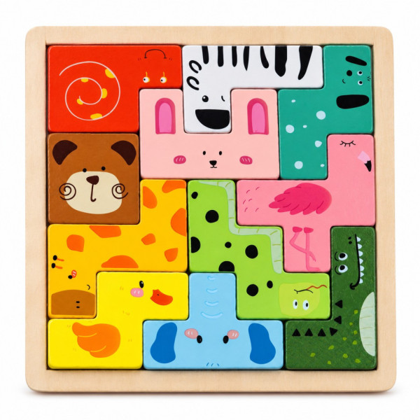 Деревянная логическая игра Animal Tetris C9405 с заданиями 11 фигурок животных