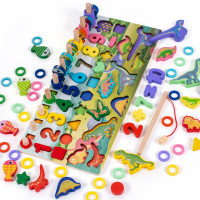 Деревяна іграшка Центр розвиваючий MD 2758 фігурки, риболовля, цифри, динозаври Деревяна іграшка Центр розвиваючий MD 2758 фігурки, риболовля, цифри, динозаври