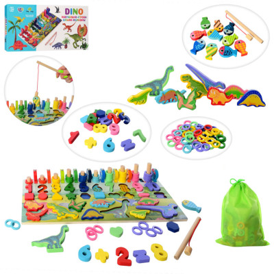 Деревяна іграшка Центр розвиваючий MD 2758 фігурки, риболовля, цифри, динозаври Деревяна іграшка Центр розвиваючий MD 2758 фігурки, риболовля, цифри, динозаври