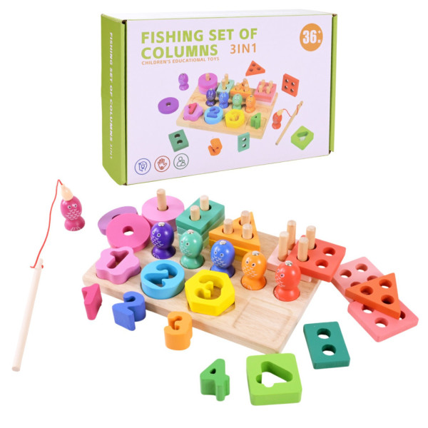 Дитяча дерев’яна іграшка "Пірамідка-сортер" C9416 рибалка вкладиші