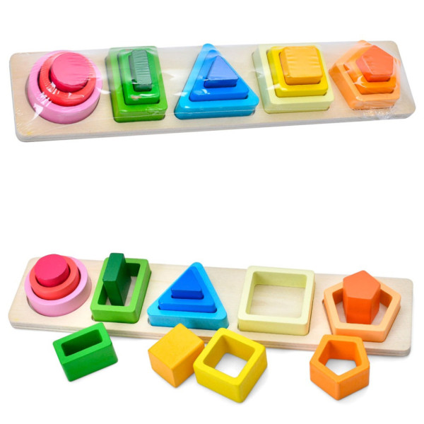 Деревяна іграшка Геометрика MD 0878 15 деталей