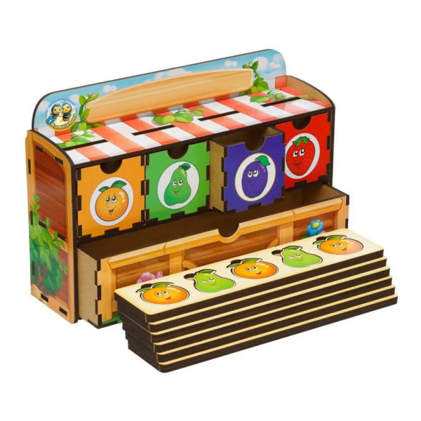 Дерев'яна настільна гра "Фрукти" Ubumblebees (ПСД009) PSD009 сортер-комодик Дерев'яна настільна гра "Фрукти" Ubumblebees (ПСД009) PSD009 сортер-комодик