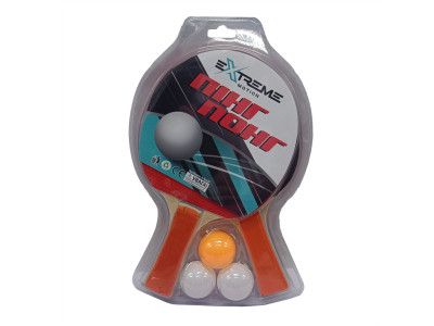 Набір для настільного тенісу Extreme Motion TT24199, 2 ракетки, 3 м'ячики