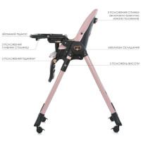 Стілець для годування ME 1037-B CRYSTAL Rose Gold до 15 кг