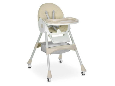Стільчик для годування M 6302 Beige складний 5-ти точкові ремені