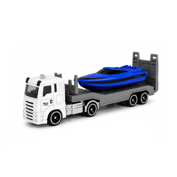 Дитяча автомодель "Вантажівка з моторним човном" TechnoDrive 250424CG-2 масштаб 1:64
