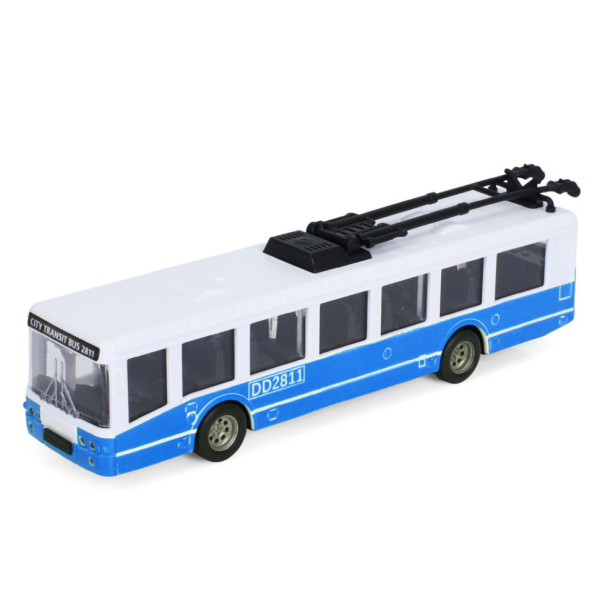 Іграшковий інерційний тролейбус 6336(Blue) гумові колеса 17 см