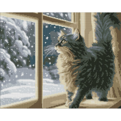 Алмазна мозаїка "Снігопад за вікном" ©art_selena_ua AMO7801, 40х50см