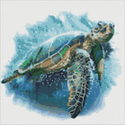 Алмазна мозаїка "Блакитна черепаха" Ідейка AMO7430 40х40 см
