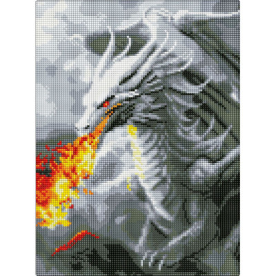 Алмазна мозаїка без підрамника "Вогнедишний дракон" з АВ стразами AMC7832 30х40см