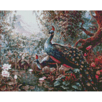 Алмазна мозаїка "Казкові павичі" ©Сергій Лобач Ідейка AMO7336 40х50 см