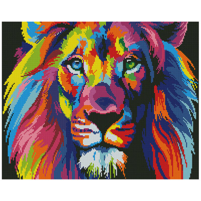 Алмазна мозаїка "Веселковий лев" Brushme GF4791 40x50 см
