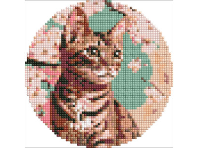 Алмазна мозаїка на круглому підрамнику "Чарівне кошеня" AM-R7912 d19см