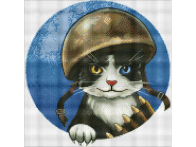 Алмазна мозаїка "Войовничий котик" ©art.irina.pass   AMO7591 40х40 см Ідейка