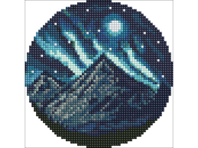 Алмазна мозаїка на круглому підрамнику "Нічне сяйво" AM-R7916 з АВ стразами d19см